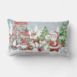 Kerstmis Santa Sneeuwman Rudolph Kaart Kussen