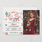 Kerstmis Santa Sneeuwman Vakantie 5e Verjaardag Kaart (Voorkant)