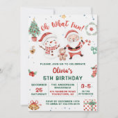 Kerstmis Santa Sneeuwman Vakantie 5e Verjaardag Kaart (Voorkant)