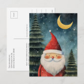 Kerstmis Santa Snowy nacht Maan Bericht Feestdagenkaart (Voorkant / Achterkant)