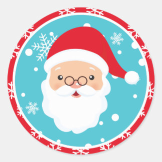 Kerstmis - Santa Stickers (Rond)