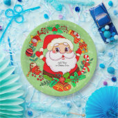 Kerstmis Santa Stocking Cane Cadeau Holly 9" Papieren Bordje (Feest)