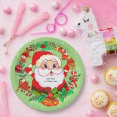 Kerstmis Santa Stocking Cane Cadeau Holly 9" Papieren Bordje (Feest)