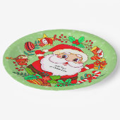 Kerstmis Santa Stocking Cane Cadeau Holly 9" Papieren Bordje (Gekanteld)