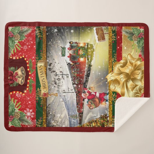 Kerstmis Santa Trein Deken (Voorkant (horizontaal))