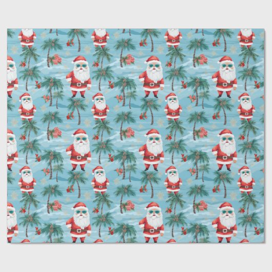 Kerstmis Santa Tropical Beach Cadeaupapier (Vlak)