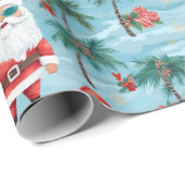 Kerstmis Santa Tropical Beach Cadeaupapier (Rol Hoek)