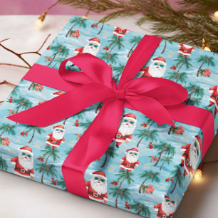 Kerstmis Santa Tropical Beach Cadeaupapier