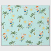 Kerstmis Santa Tropical Beach Zomer Cadeaupapier (Vlak)