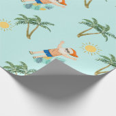 Kerstmis Santa Tropical Beach Zomer Cadeaupapier (Hoek)