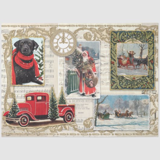 Kerstmis Santa Truck Labrador Decoupage Tissuepapier (Voorkant)