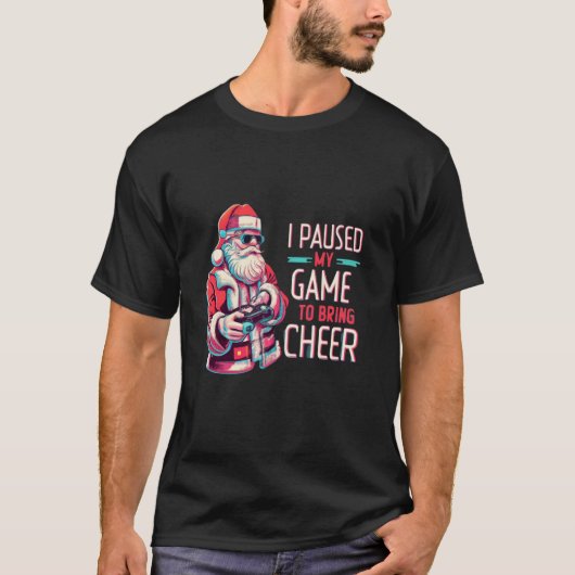 Kerstmis Santa Video Game Controller gepauzeerd Mi T-shirt (Voorkant)