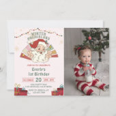 Kerstmis Santa Winter Onederland Verjaardag Foto Kaart (Voorkant)