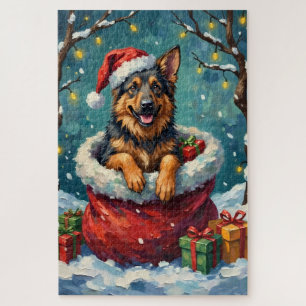 Kerstmis Santa Zak Avontuur Duitse Herder Legpuzzel
