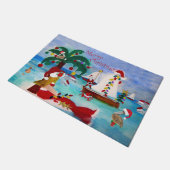 Kerstmis Santa zeemeermin kustboot parade doorma Deurmat (Schuin)