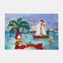 Kerstmis Santa zeemeermin kustboot parade doorma