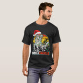 Kerstmis Santasaurus Dinosaur Rex Xmas Lichten Man T-shirt (Voorkant volledig)