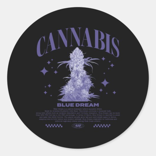 Kerstmis Sativa Hybride Stam Blue Dream Ronde Sticker (Voorkant)