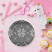 Kerstmis Scandinavisch gebreid Elegant Grijs Winte Papieren Bordje (Feest)