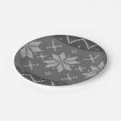 Kerstmis Scandinavisch gebreid Elegant Grijs Winte Papieren Bordje (Gekanteld)