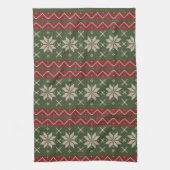 Kerstmis Scandinavisch gebreid rood groen rustiek Theedoek (Verticaal)