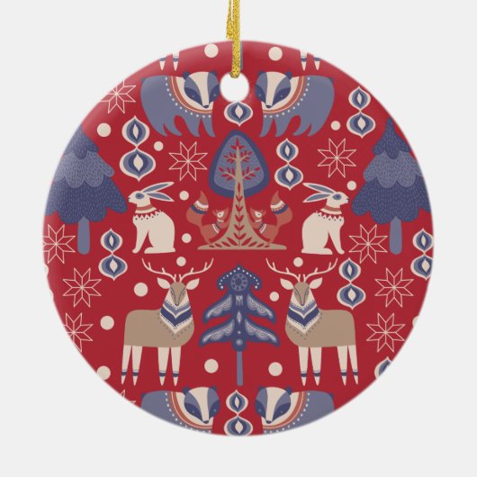 Kerstmis - Scandinavisch noords Keramisch Ornament (Achterkant)