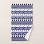 Kerstmis, Scandinavische Folk Blue en White Bad Handdoek (Handdoek)