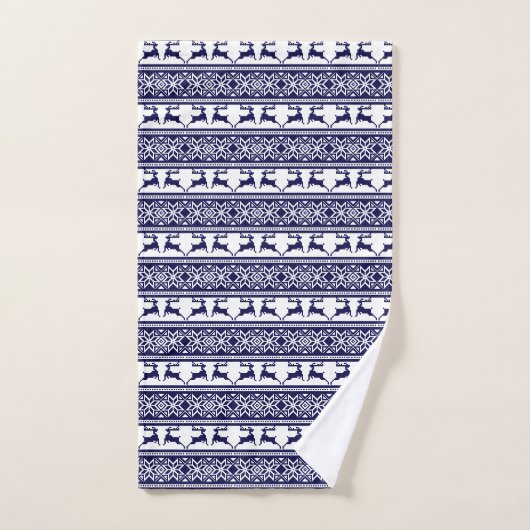Kerstmis, Scandinavische Folk Blue en White Bad Handdoek (Handdoek)