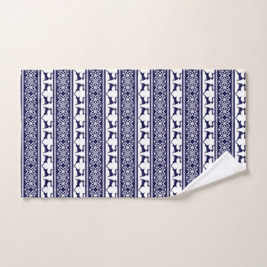 Kerstmis, Scandinavische Folk Blue en White Bad Handdoek (Handdoek)