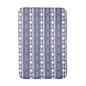 Kerstmis, Scandinavische Folk Blue en White Badmat (Voorkant Verticaal)
