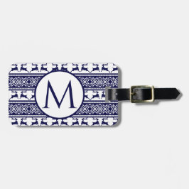 Kerstmis, Scandinavische Folk Blue en White Bagagelabel