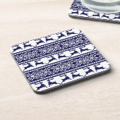 Kerstmis, Scandinavische Folk Blue en White Bier Onderzetter (Linkerzijde)