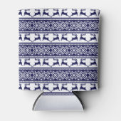 Kerstmis, Scandinavische Folk Blue en White Blikjeskoeler (Voorkant)