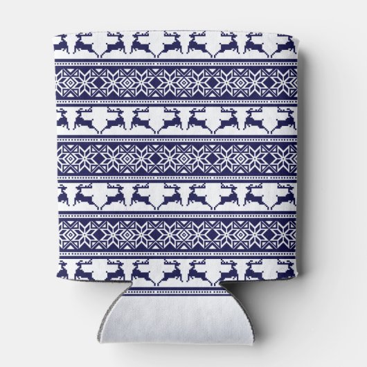 Kerstmis, Scandinavische Folk Blue en White Blikjeskoeler (Achterkant)