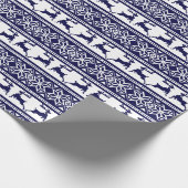 Kerstmis, Scandinavische Folk Blue en White Cadeaupapier (Hoek)