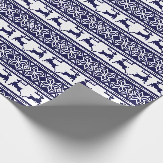 Kerstmis, Scandinavische Folk Blue en White Cadeaupapier (Hoek)