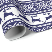 Kerstmis, Scandinavische Folk Blue en White Cadeaupapier (Rol Hoek)