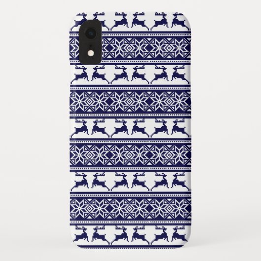 Kerstmis, Scandinavische Folk Blue en White Case-Mate iPhone Case (Achterkant)