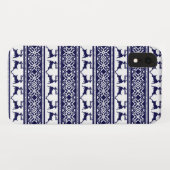 Kerstmis, Scandinavische Folk Blue en White Case-Mate iPhone Case (Achterkant (horizontaal))