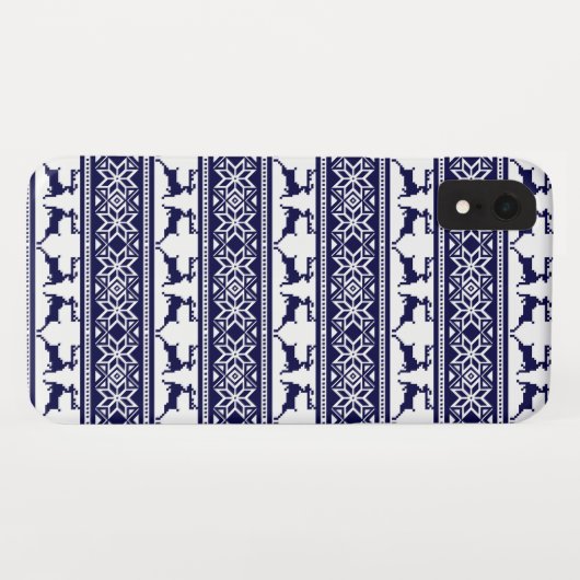 Kerstmis, Scandinavische Folk Blue en White Case-Mate iPhone Case (Achterkant (horizontaal))