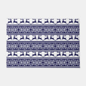 Kerstmis, Scandinavische Folk Blue en White Deurmat (Voorkant)