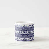 Kerstmis, Scandinavische Folk Blue en White Espresso Kop (Voorkant)
