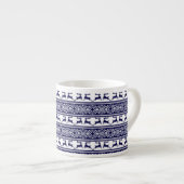 Kerstmis, Scandinavische Folk Blue en White Espresso Kop (Voorkant rechts)