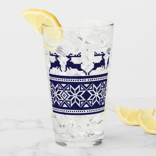 Kerstmis, Scandinavische Folk Blue en White Glas (Voorkant ijs)