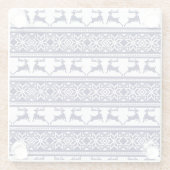 Kerstmis, Scandinavische Folk Blue en White Glazen Onderzetter (Achterkant)