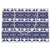 Kerstmis, Scandinavische Folk Blue en White Groot Cadeauzakje (Voorkant)