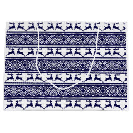 Kerstmis, Scandinavische Folk Blue en White Groot Cadeauzakje