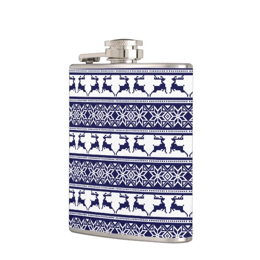 Kerstmis, Scandinavische Folk Blue en White Heupfles (Links)