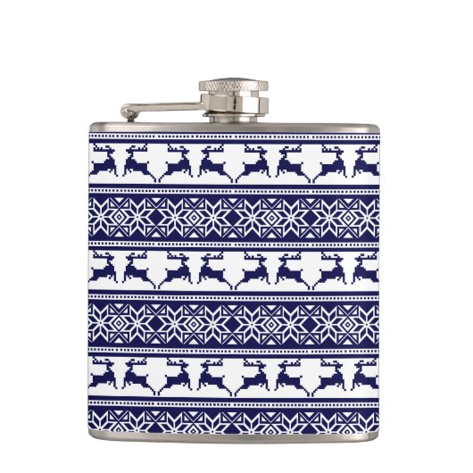 Kerstmis, Scandinavische Folk Blue en White Heupfles (Voorkant)