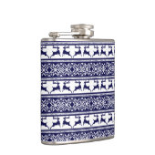 Kerstmis, Scandinavische Folk Blue en White Heupfles (Rechts)